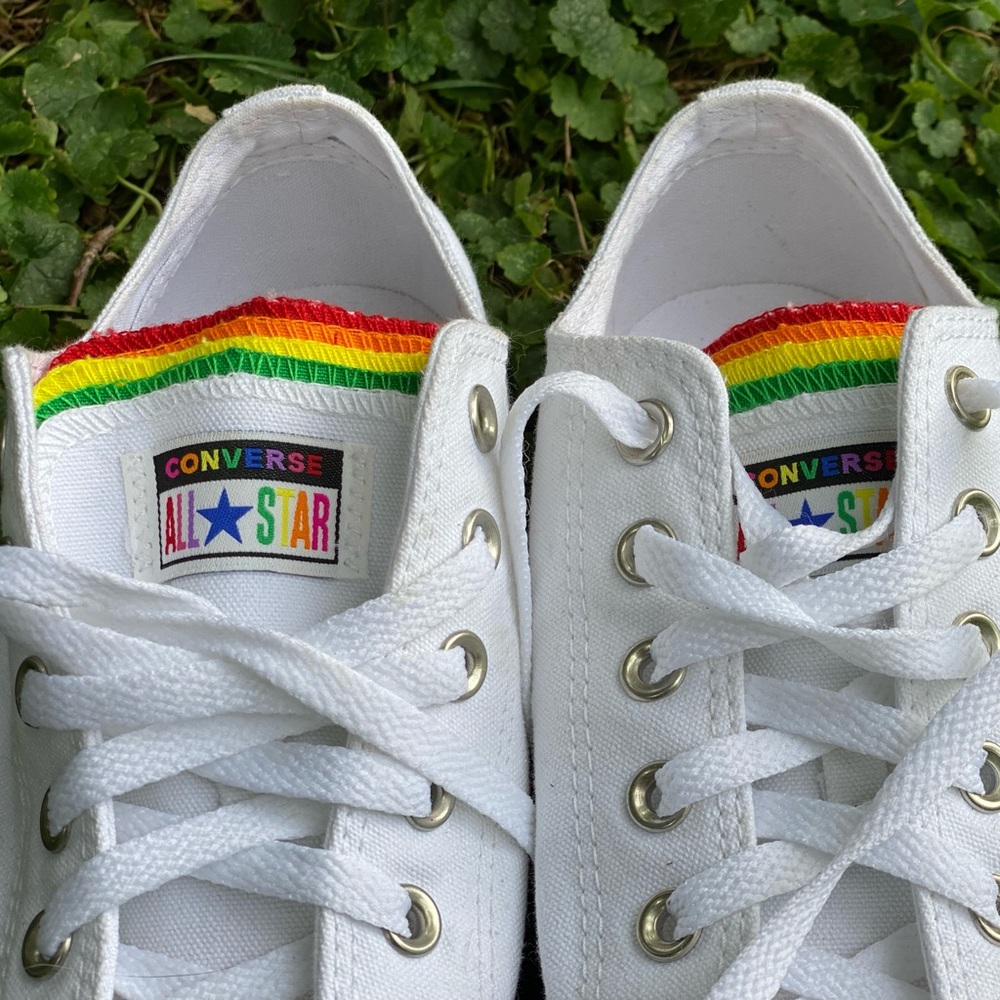 Rainbow White Converse New Size 9